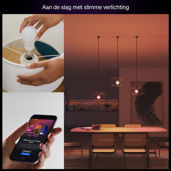 Ampoule LED Philips Hue Essential - culot E27 - lot de 3 ampoules - lumière blanche et colorée réglable - forme standard - éclairage connecté