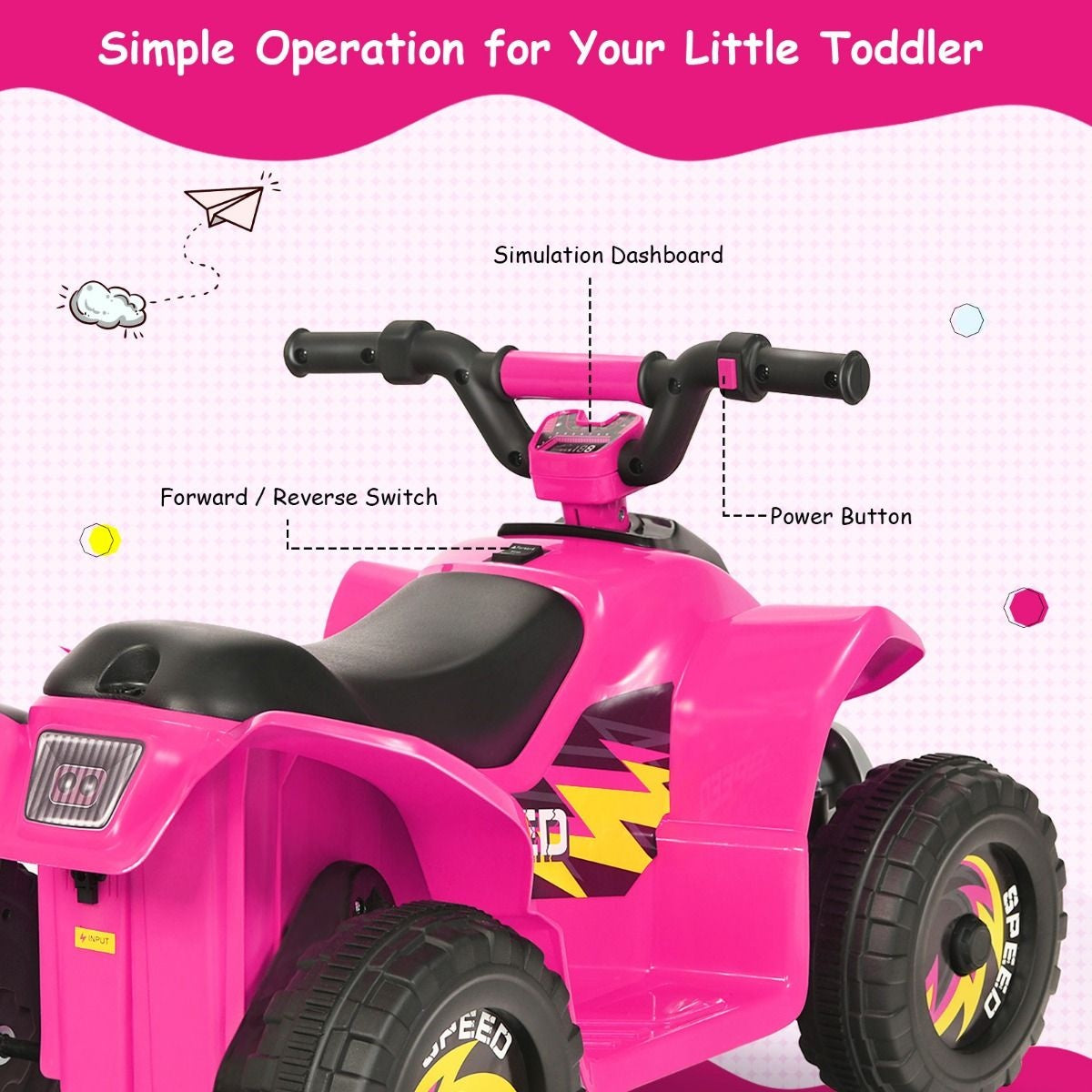 Coast Stroller Mini Electroquad 6 V Battery-Operated Quad 2.8-4.6 km/h Pink Pink