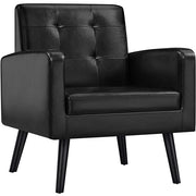 Fauteuil Yaheetech en simili cuir avec pieds en bois - Fauteuil de détente - 72 x 73 x 83 cm - Noir