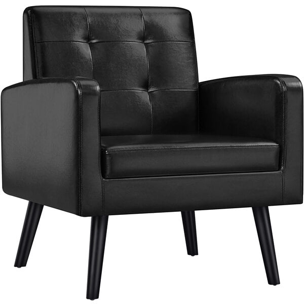 Fauteuil Yaheetech en simili cuir avec pieds en bois - Fauteuil de détente - 72 x 73 x 83 cm - Noir