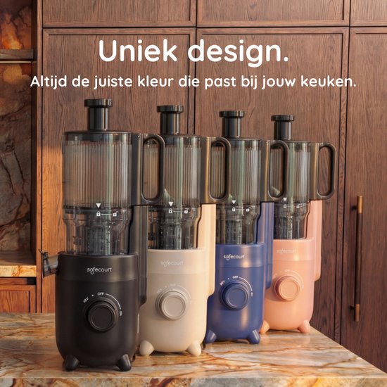 Safecourt Kitchen Slow Juicer - moteur puissant [technologie de pré-coupe et de pression à froid] - nettoyage facile - sans BPA - juicer Blue