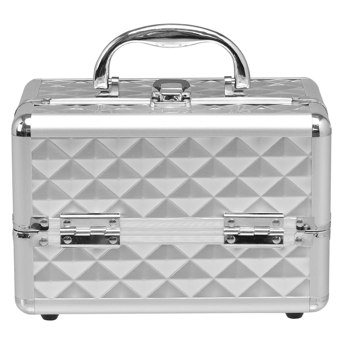 Trousse de maquillage Coast - portable et professionnelle - avec miroir et compartiments réglables - argentée