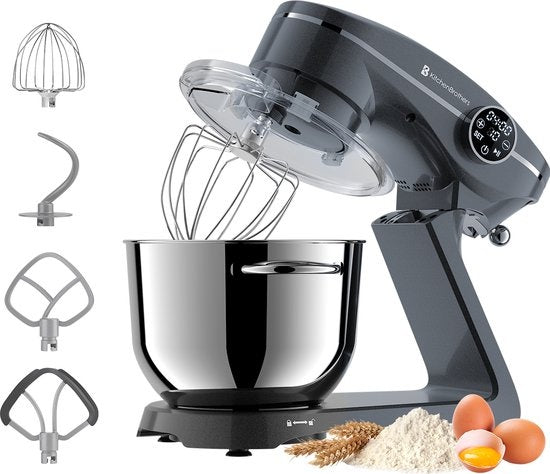 Robot de cuisine KitchenBrothers - Affichage tactile et minuterie - 6L - 1800W - Aluminium - Anthracite