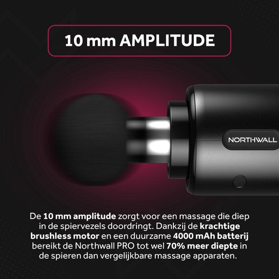 Masseur - Northwall - Pistolet de massage - 6 accessoires  - Relaxation - Sans fil