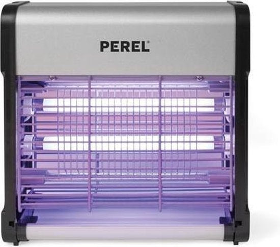 Perel Désinsectiseur, électrique, grille de tension 2800 V, bac de récupération amovible, 30 m², métal