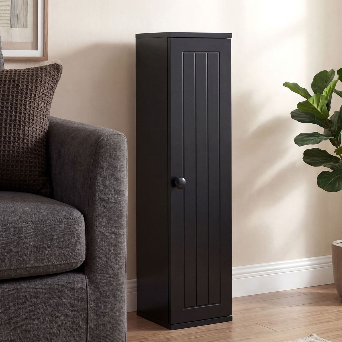 Armoire de salle de bains Coast Smalle - étagères réglables et amovibles - 16 x 17 x 69 cm - noir