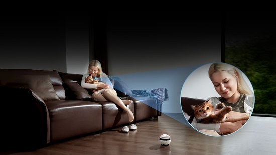 Enabot Air 2 Plus - Robot d'accompagnement intelligent - Caméra 3K HD - Double communication - Rose