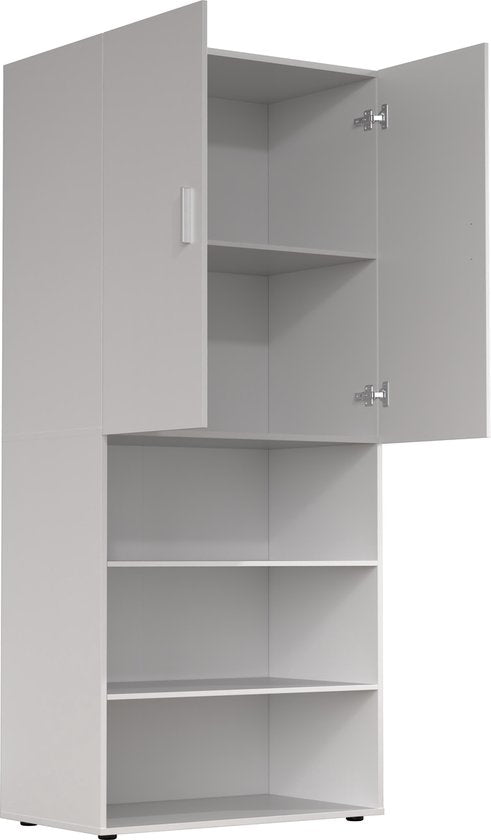 Armoire - meuble de rangement - étagères - 80 cm de large - blanc