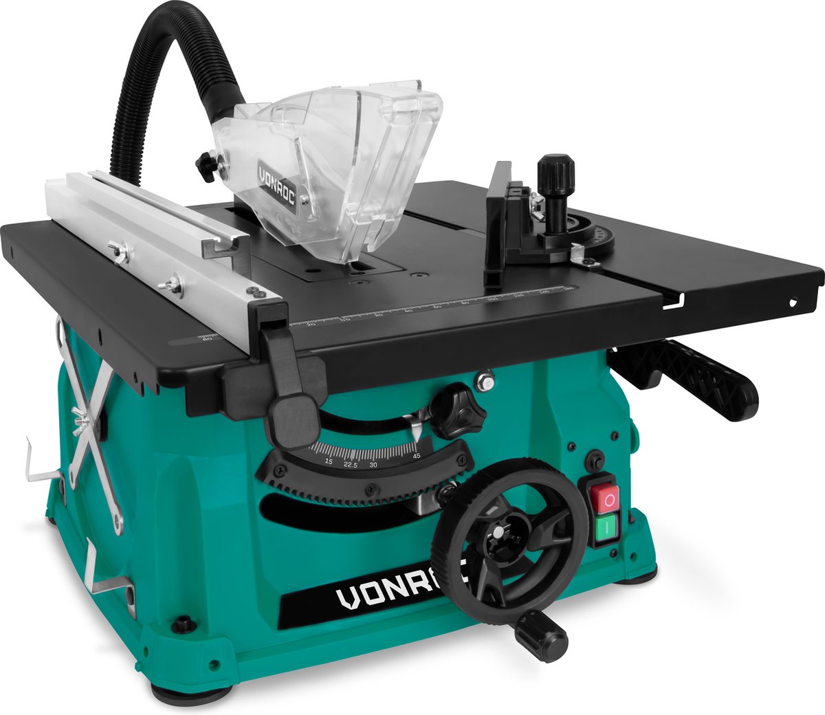 VONROC Table de sciage - modèle compact - 1500W - 5000rpm - Ø210mm - Lame de scie 40T incluse