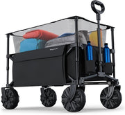 LifeGoods Wagon - Wagon pliable - 100KG - 230L - surélevé - avec housse de protection - noir