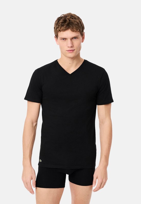 T-shirts Lacoste pour homme à col en V, 3 pièces, noir basique