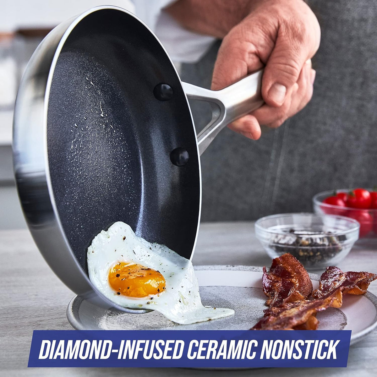 Ensemble de casseroles Blue Diamond - 2 pièces - Sans Pfas - Ø24 & Ø26 cm - acier inoxydable