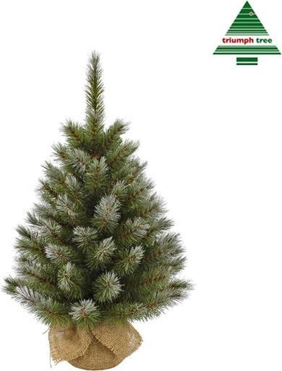 Sapin de Noël artificiel Triumph Tree en jute - Sapin de Noël artificiel H 60 x Ø 38 cm - Vert givré