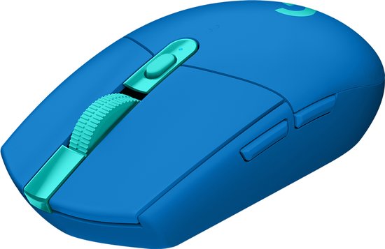 Souris de jeu Logitech G305 Lightspeed Bluetooth, optique, bleue, 6 boutons, 12 000 dpi, rétroéclairée, ergonomique
