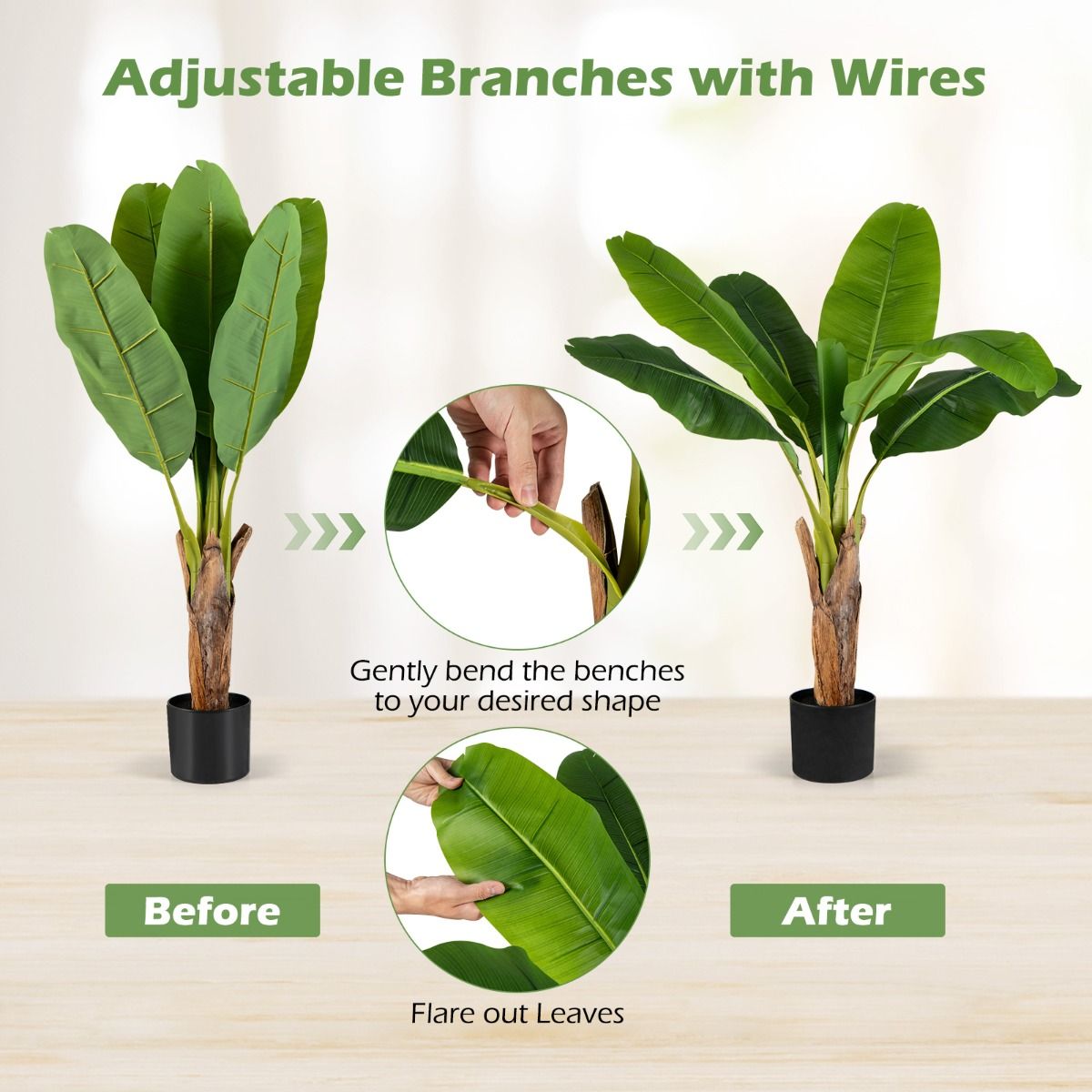 Lot de plantes artificielles Coast - Palmier tropical et anthurium - 2 pièces - 107 cm - Vert