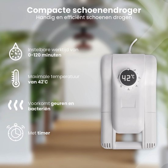 Sèche-chaussures électrique compact Nexxt – Rafraîchisseur de chaussures – Shoe Dryer – Élimine les bactéries et prévient les odeurs – Température max. 42 °C – 150 W