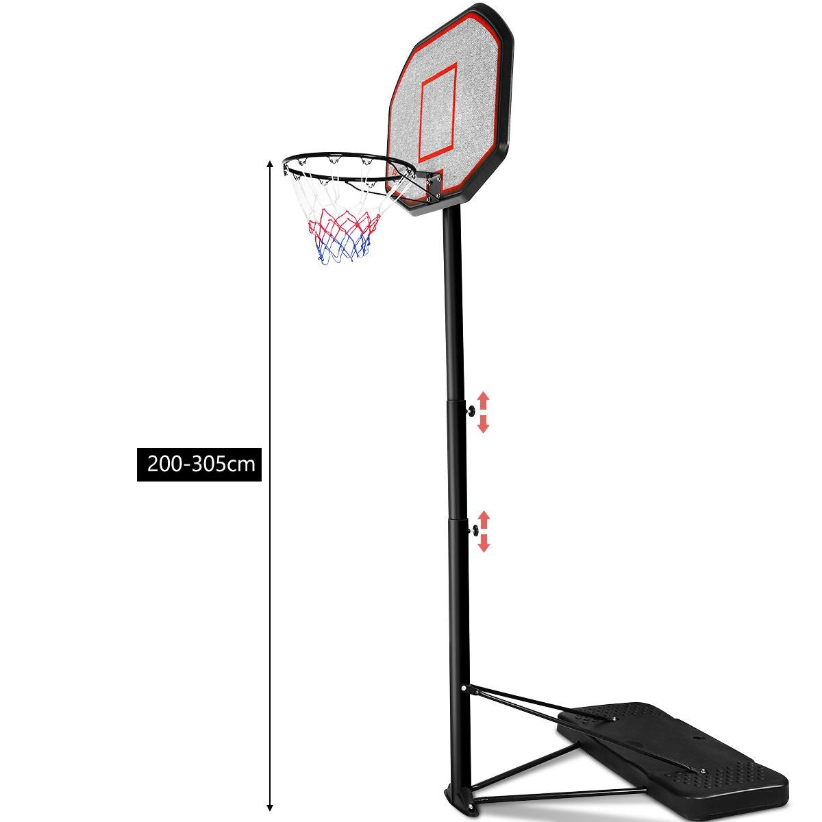Coast Basketball Pole - anneau de basket avec support - hauteur 220-305 cm - noir