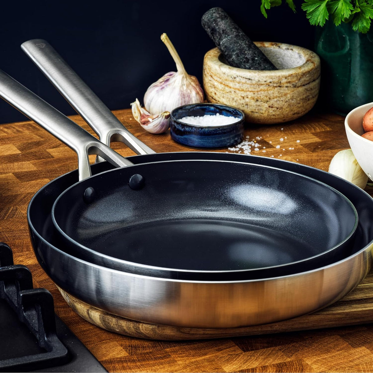 Ensemble de casseroles Blue Diamond - 2 pièces - Sans Pfas - Ø24 & Ø26 cm - acier inoxydable