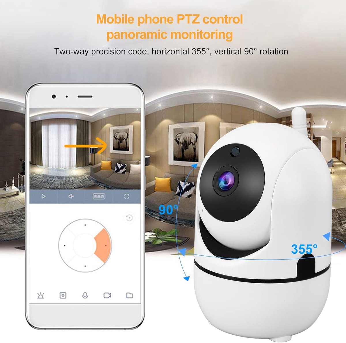 Fuegobird ZOSI C528 Caméra IP d'intérieur - avec double objectif - 6MP - Fonction interphone - Caméra de sécurité - Caméra pour animaux - Caméra pour bébés - Compatible avec WIFI 2.4G/5G - Fonctionne avec application - Blanc