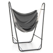 Fauteuil suspendu Coast avec support - Assise en coton et polyester - Poches latérales - Gris - 130 x 87 x 161 cm