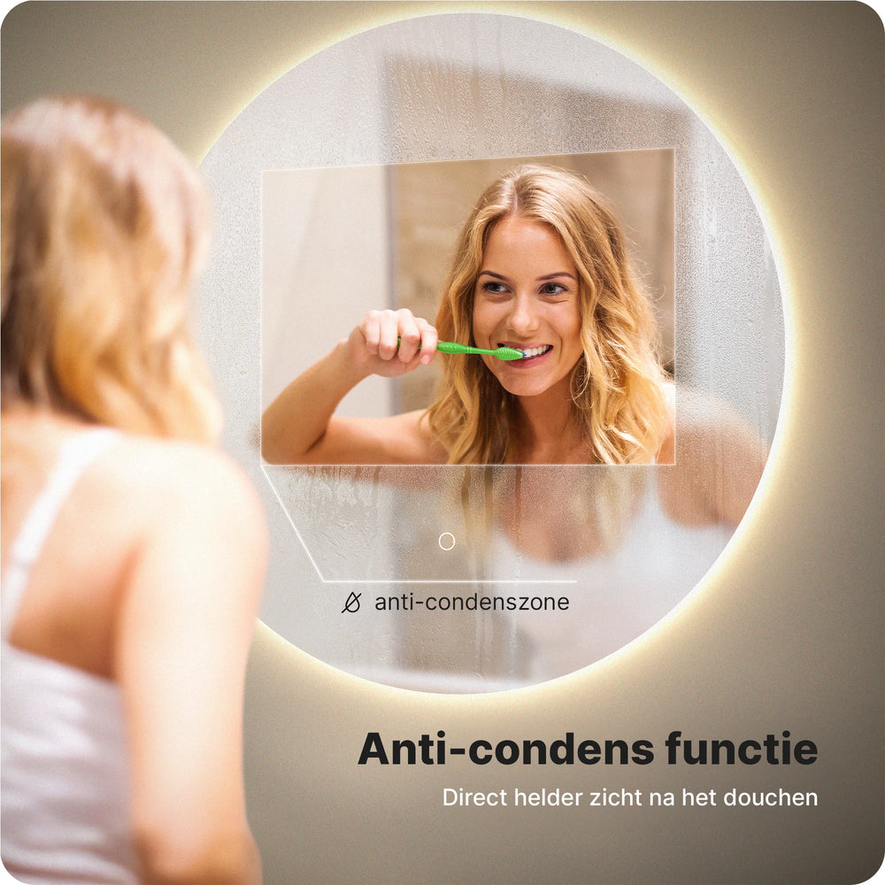 Miroir de salle de bains Mirlux rond sans cadre - Ø 60 cm - LED à intensité variable, anti-buée, capteur tactile