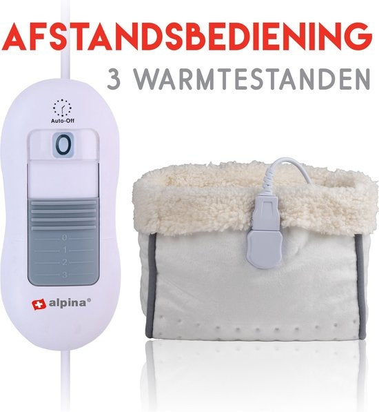 Chauffe-pieds électrique - alpina - Housse intérieure lavable - Protection contre la surchauffe - 3 niveaux - Blanc
