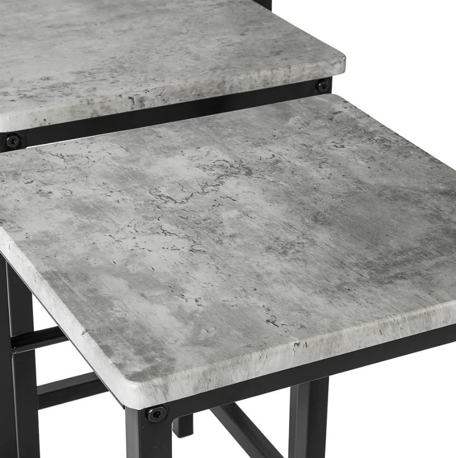 SoBuy Table de bar - 4 tabourets - Ensemble de table de bar - 5 pièces - 100 x 87 - 60 cm - jusqu'à 120 Kg - Gris/Noir