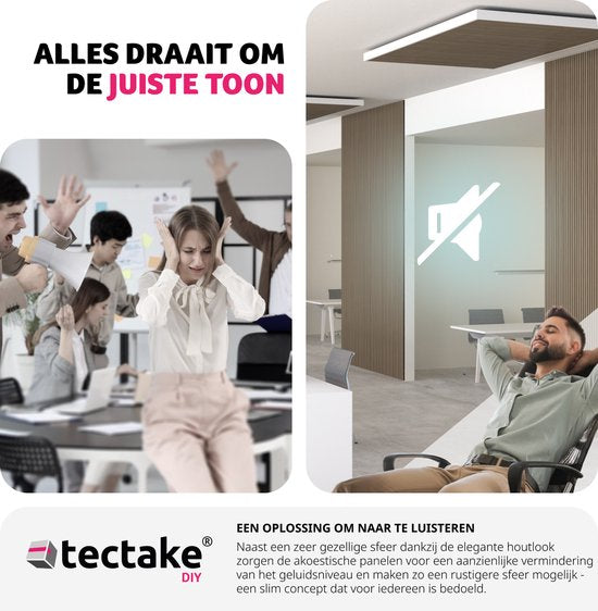 tectake® Jeu de 2 panneaux acoustiques Sonic Wall - Panneau acoustique - Atténuation du son - Dimensions par panneau (LxLxH) : env. 120x60x2,1cm - Diverses couleurs - Chêne foncé