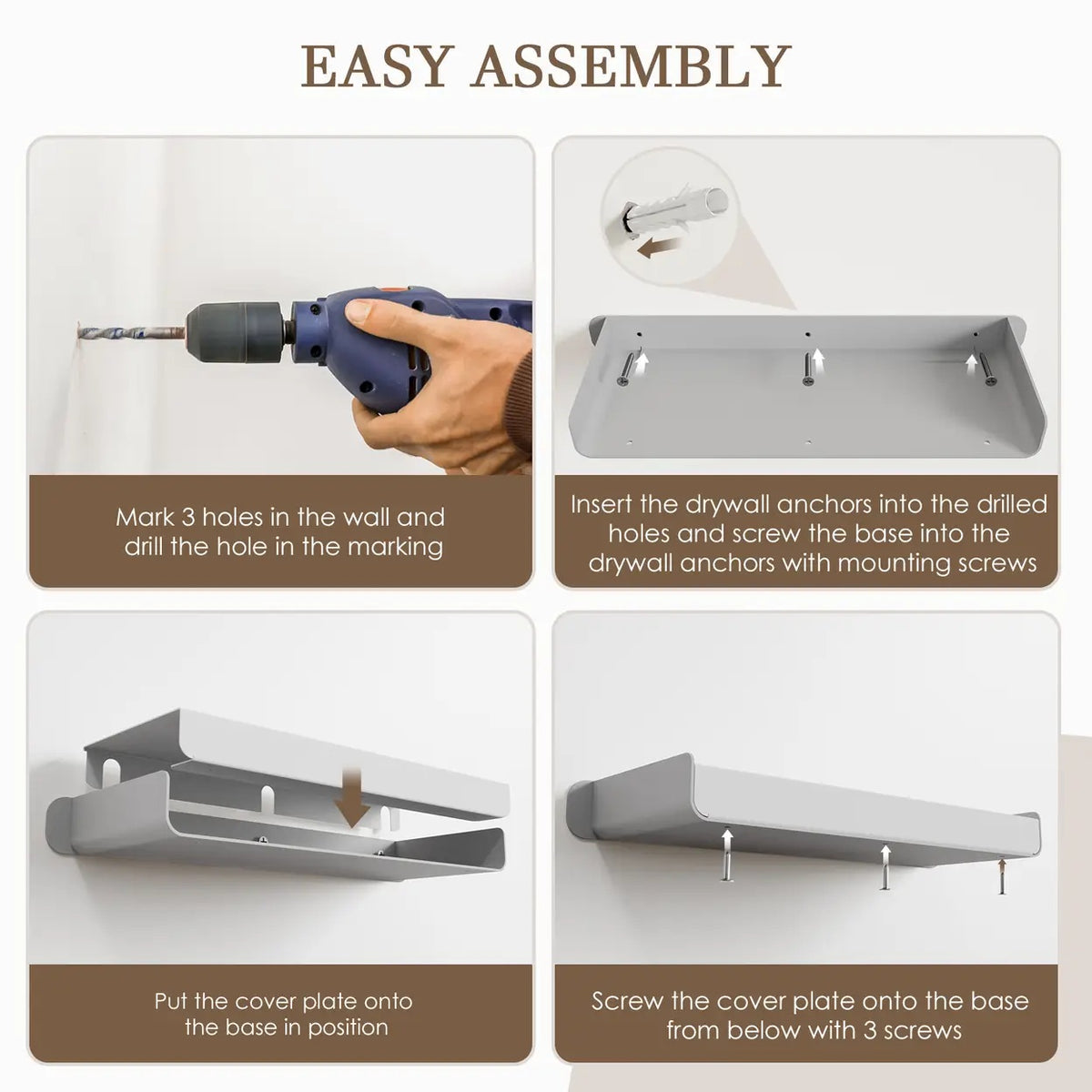 Étagère murale KAPANOU - Aluminium - Gris