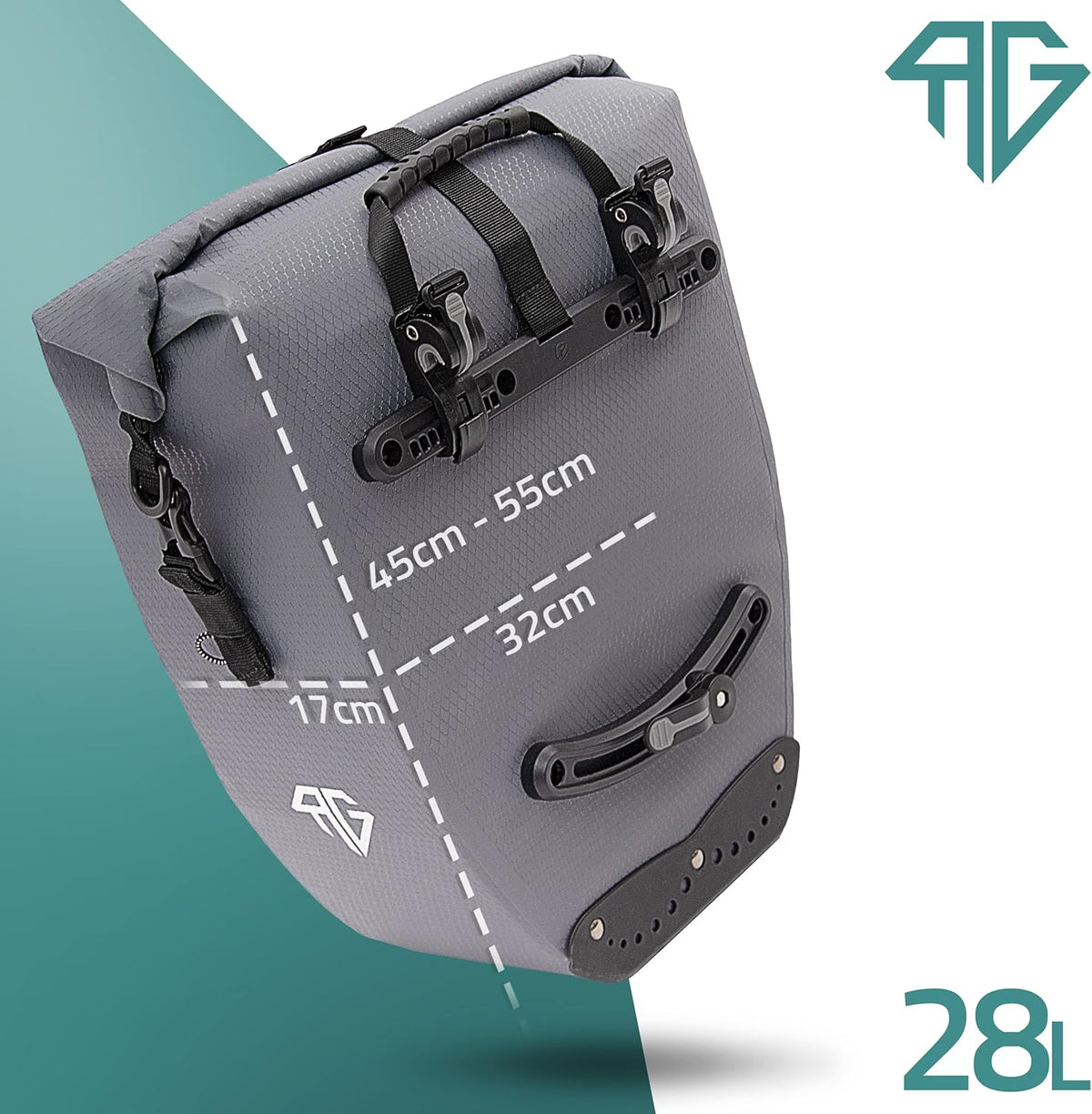 RADGEIST sacoche de vélo pour porte-bagages - 2X sacoche pour porte-bagages - sac à bagages étanche et sac à bandoulière - sacoche de vélo avec réflecteurs