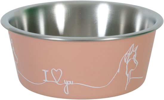 Gamelle pour chien Zolux Love - Intérieur en acier inoxydable - Rose - 1 700 ml
