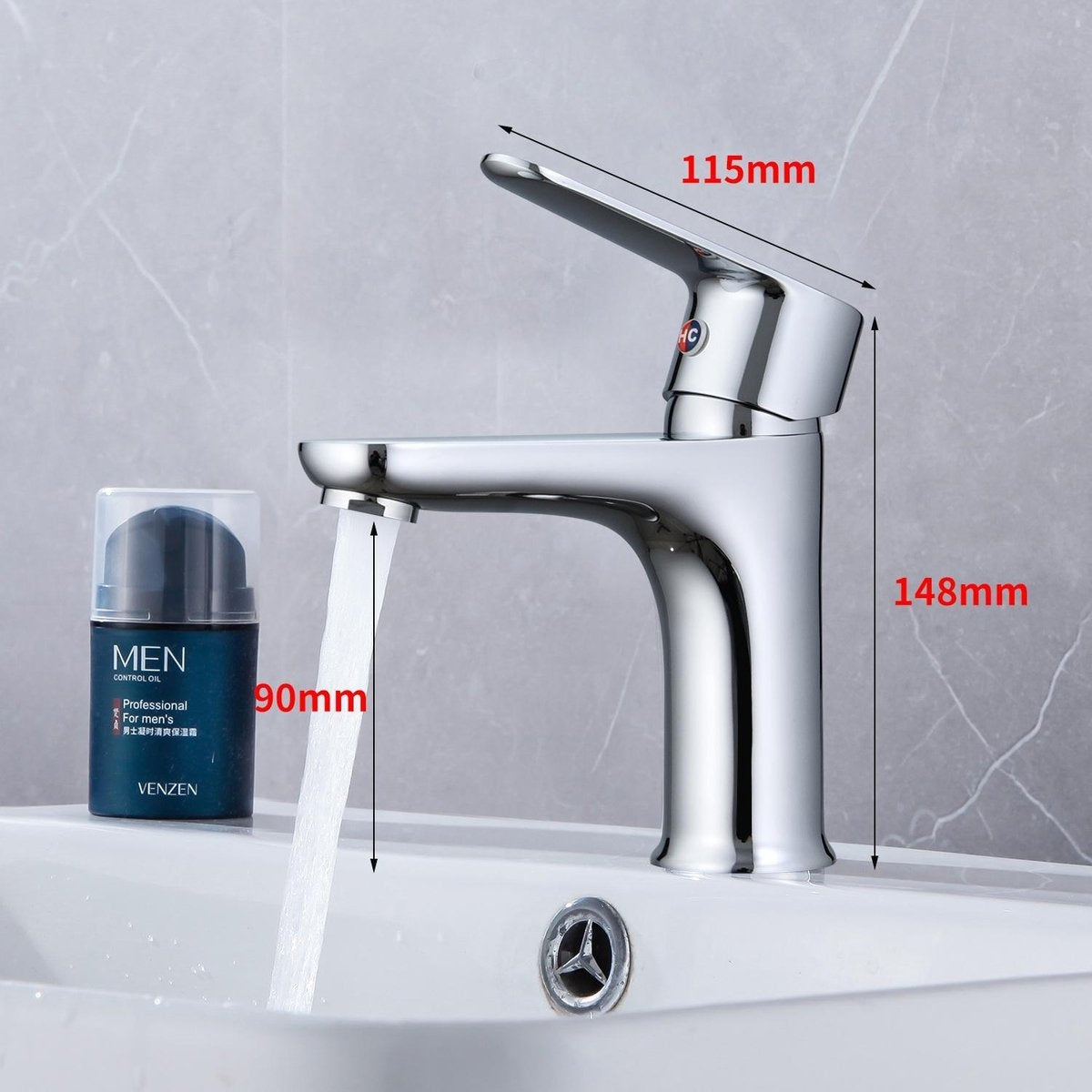 Robinet de salle de bain Inspire Argent avec raccords - Robinet de lavabo - Argent