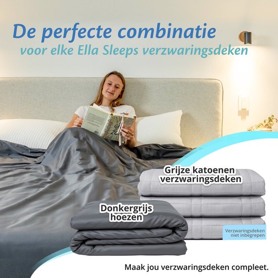 Housse pour la couverture d'aggravation d'Ella 200 x 200 CM - 11 KG & 13 KG - Housse en 100% coton biologique - Anthracite