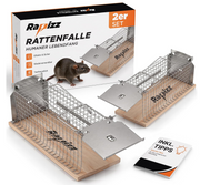 LEBENLANG Rapizz Piège à rats pour capture vivante, lot de 2 - Bois - 30 cm - Respectueux des animaux