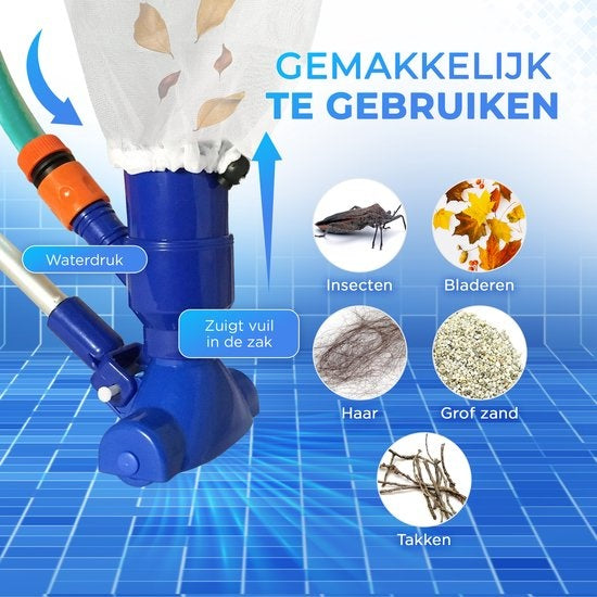 AyeTools Aspirateur de piscine - avec filet de récupération - Bleu