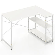 Bureau d'angle réversible en L Coast avec 2 étagères – 118 x 86 x 74 cm – Blanc