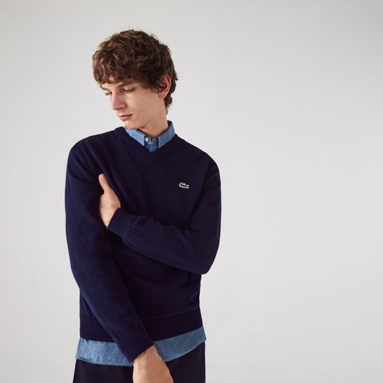 Lacoste Organic Cotton V-neck Sweater - Maillots de sport - Bleu marine - Hommes - Taille S
