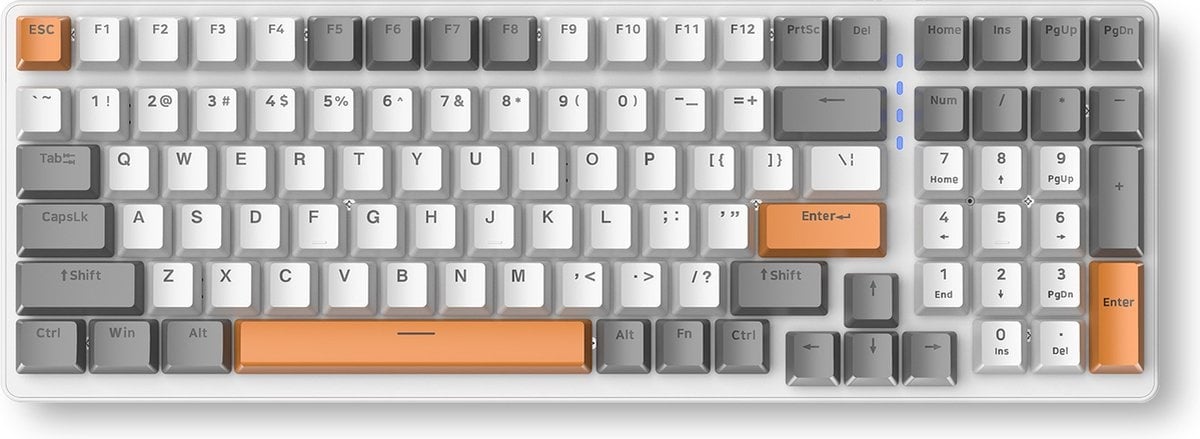 Fuegobird K3 Mechanical Gaming Keyboard - 100keys - Red Switch - QWERTY - Mechanical RGB Backlight Keyboard - White/Orange