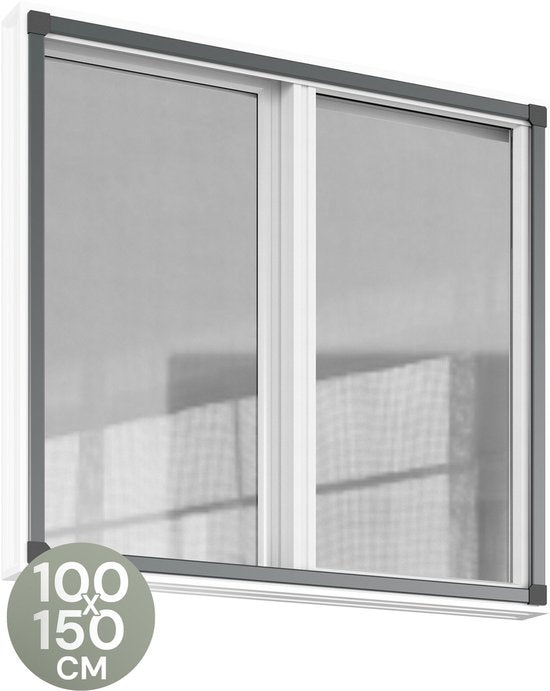 O'DADDY® Window Screen - 100x150 cm - Moustiquaire adaptable - Fibre de verre - Maille métallique - Moustiquaire - Polyvalente et facile à installer - Noir
