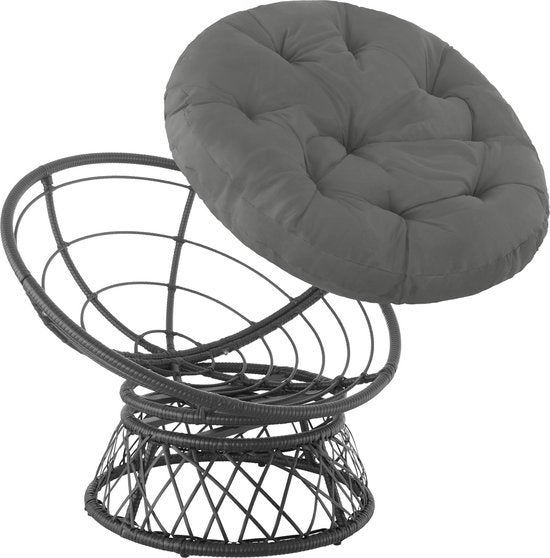 tectake® - Fauteuil papasan en osier Gargano noir - 403552 - poly-rattan