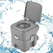 Toilettes de camping portables Goplus 20 L + 10 L – HDPE – Système de chasse d'eau – Jusqu'à 200 kg – Gris