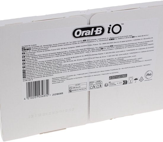 Oral-B iO Ultimate Clean Black - Brossettes pour brosse à dents - Lot de 8