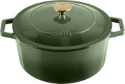 MOA Casserole en fonte - 5,7L - Pour toutes les sources de chaleur y compris l'induction - Avec couvercle - Ø 26cm - Revêtement antiadhésif - Vert