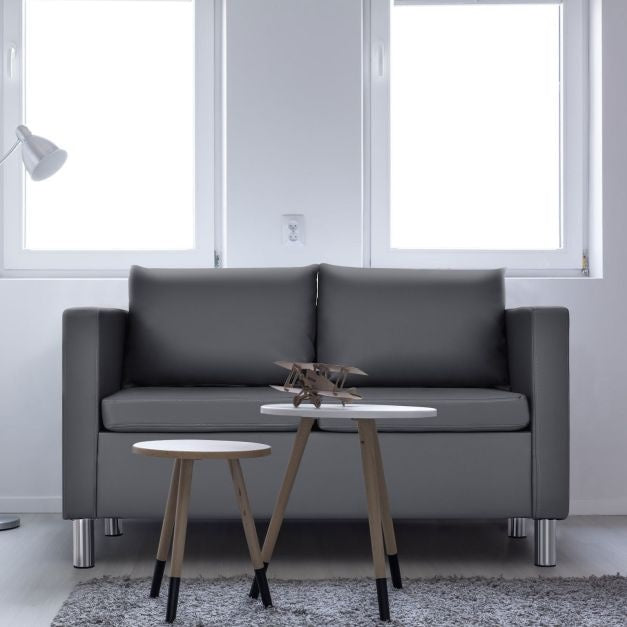 Canapé deux places Coast - 120x60x62.5 cm - Cuir - Gris