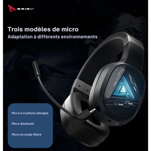 Casque de jeu sans fil 2,4 GHz TAIDU THS320Pro- Casque Bluetooth - avec microphone - Convient pour PS4/PS5, Nintendo Switch - Multiplateforme - Noir