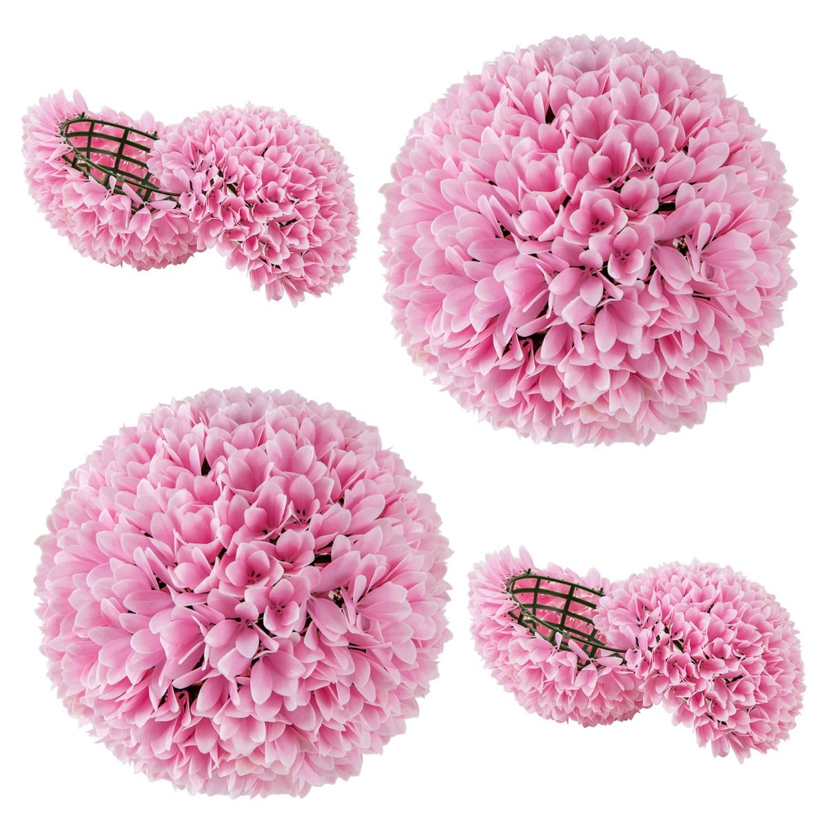 Coast - Lot de 2 boules de buis artificielles - feuillage réaliste - sans entretien - vert/rose - 28 cm