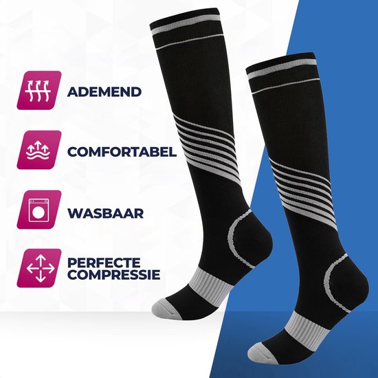 Roegaarden compression socks - chaussettes de compression - chaussettes de soutien - Taille 45-47 - Noir