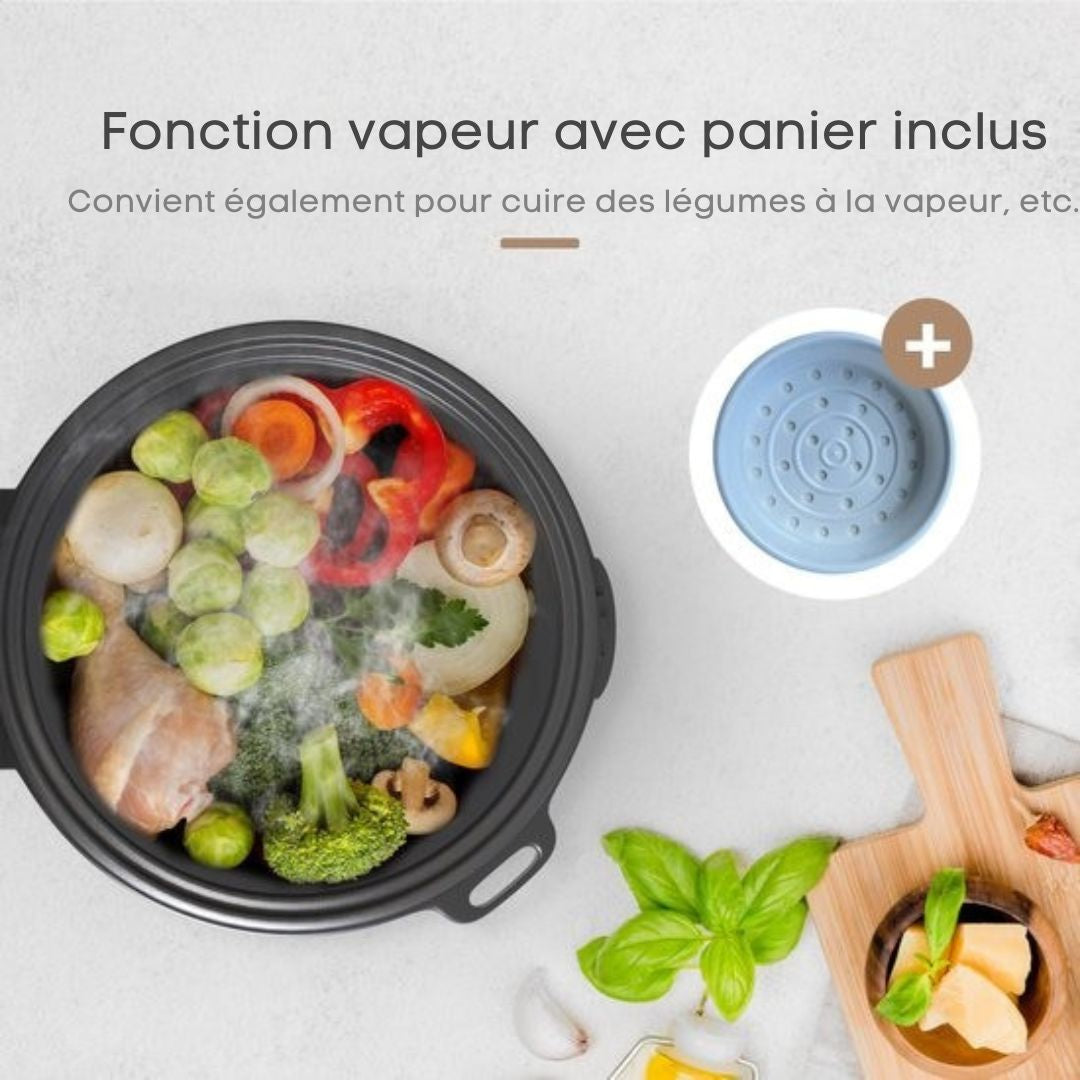 Cuiseur de riz à la vapeur - KitchenLove - 1.2L - Multicooker - Slow Cooker - 2 à 5 personnes - Acier inoxydable noir