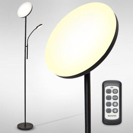 Lampadaire LED moderne Auronic -Lampadaire sur Pied  - 181cm - LED -Super Lumineux -  télécommande - chambre salon - Noir