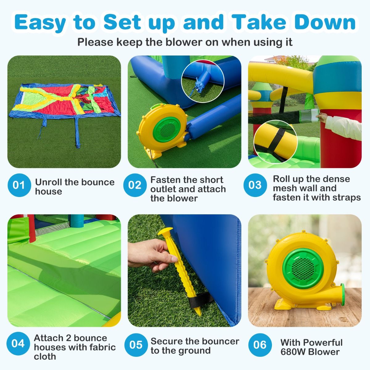 Structure gonflable Coast pour enfants - 2 toboggans - Tunnels et mur d'escalade - Multicolore